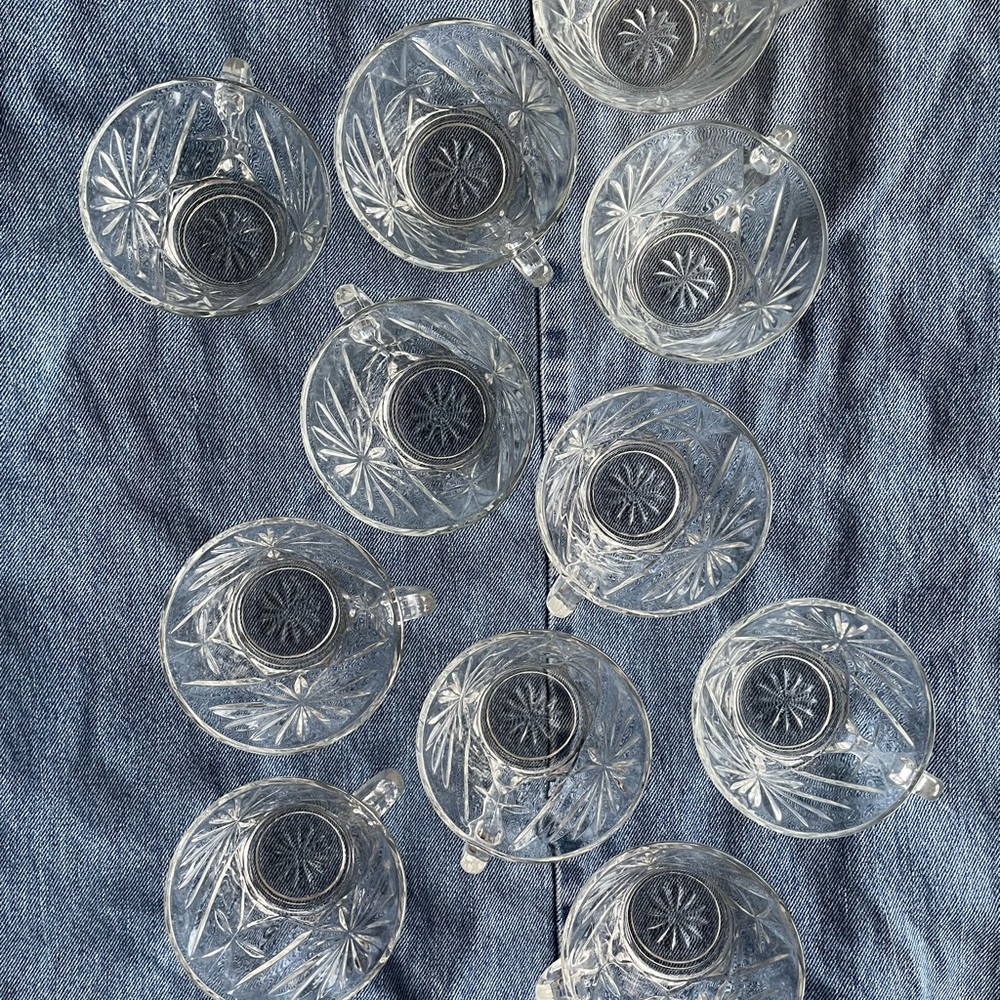 Vintage Star of David Anchor Hocking Clear Glass Prescut punch Cups Set of 10